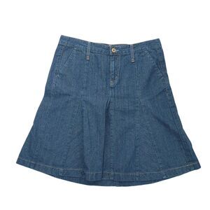 Levi's Denim Skirt Womens Size 12 Blue Paneled A-Line Flare Knee Length Cotton